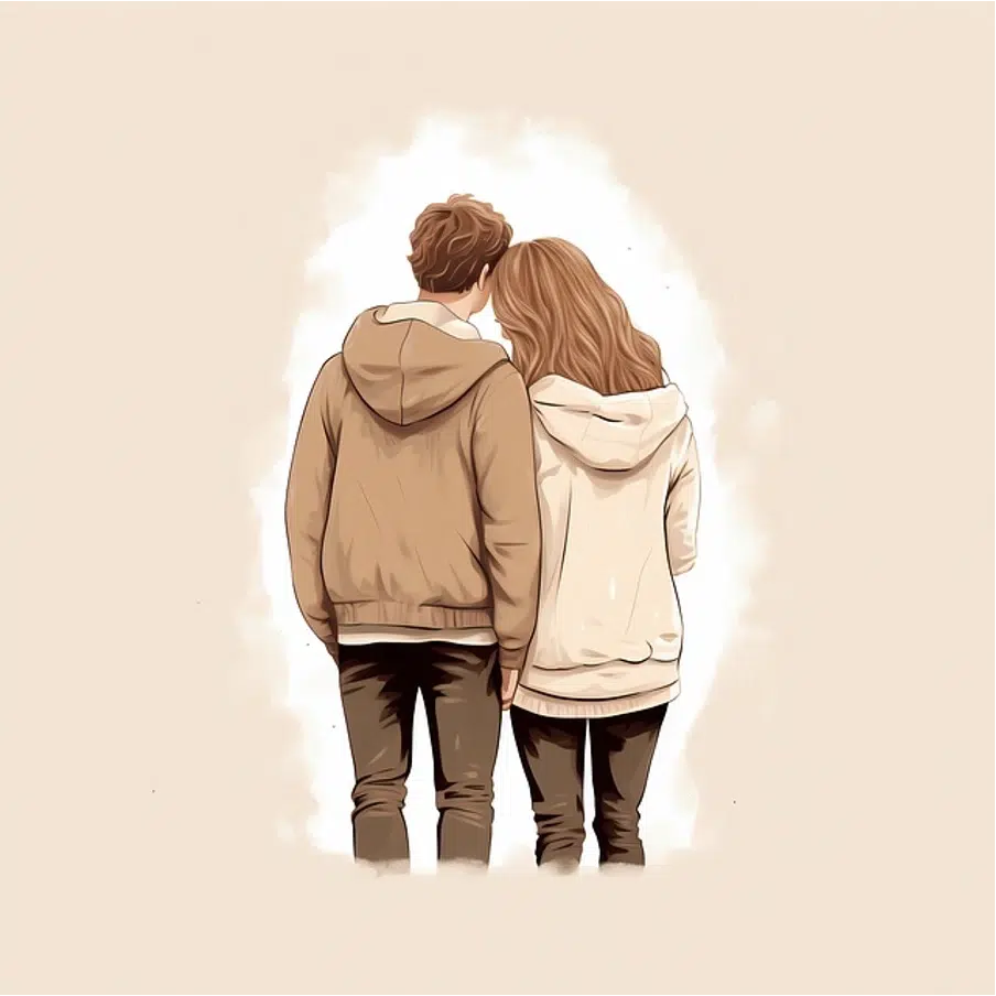 Ilustración de una pareja joven de espaldas para Cuando la vida nos vuelva a juntar