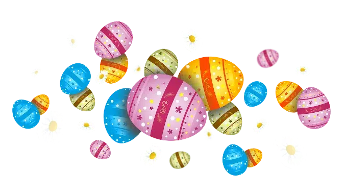 Ilustración de huevos de Pascua que introduce el mes de abril